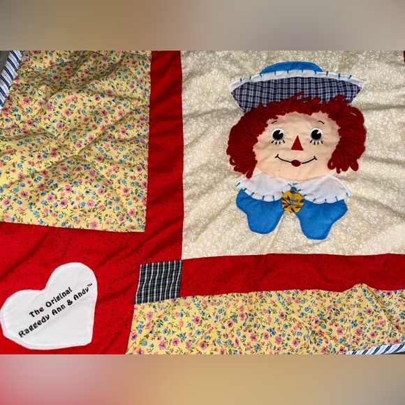 Vintage Applause Raggedy Ann & Andy Appliqué Quilt 46” X 54” Comforter Floral - Picture 7 of 10